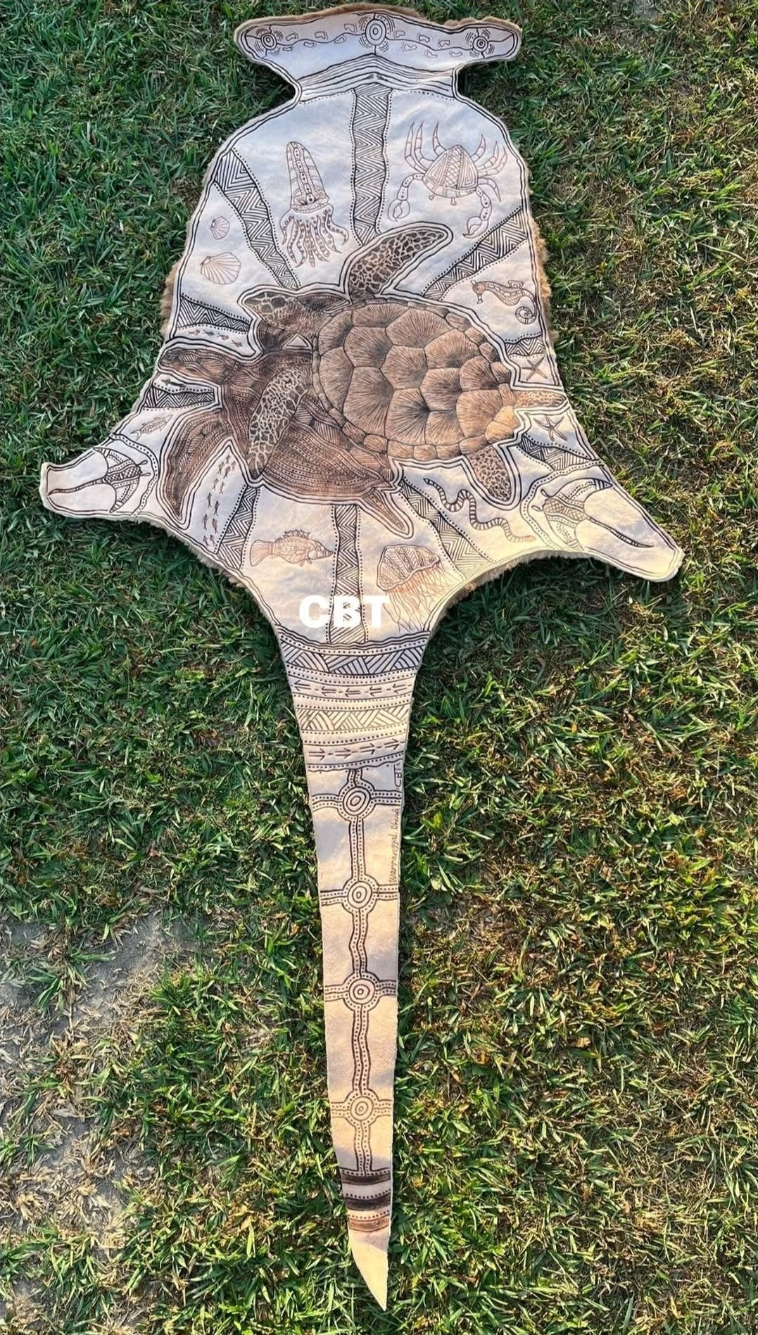 Indigenous art on real Kanagaroo Skin - custom SOLD