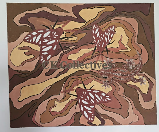 Ochre painting - Moths