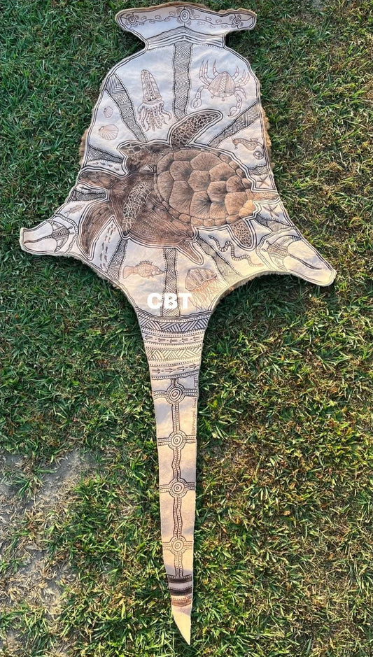 Indigenous art on real Kanagaroo Skin - custom SOLD
